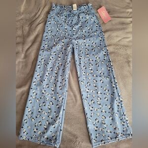 Shosho Blue Floral Kids Casual Bottoms